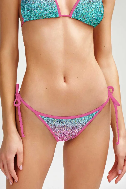 Maldives Linda Pink Glitter String Side Tie Bikini Bottom - Women Sheer bikini, Sexy, Trendy, Comfortable