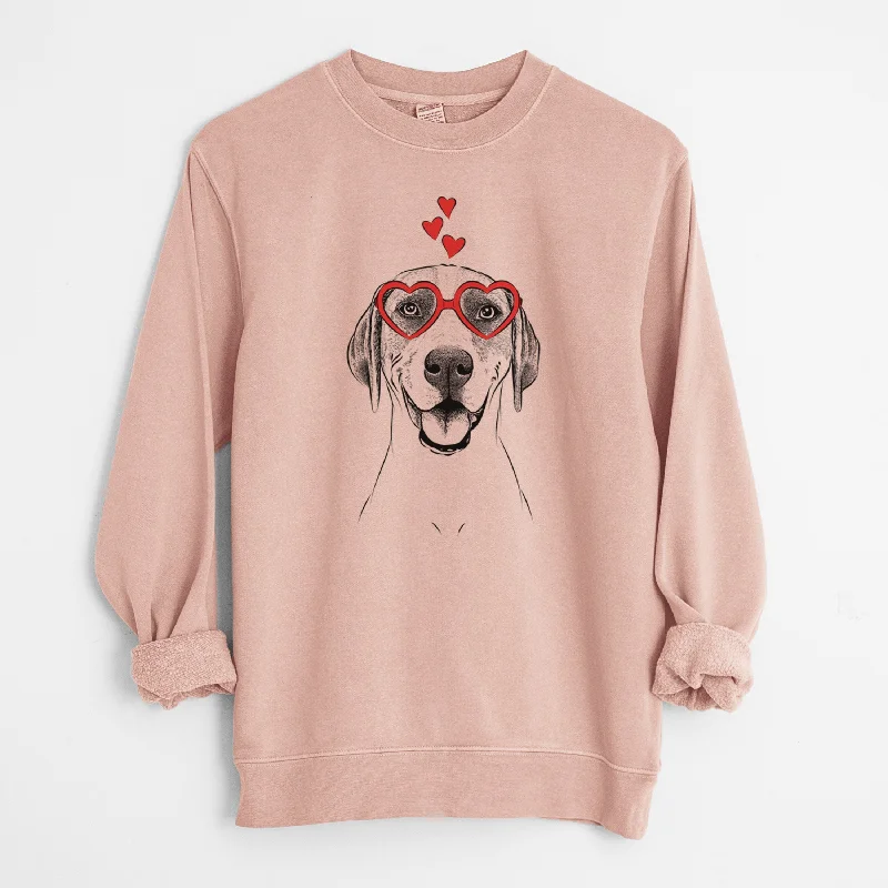 Valentine Maggie the Treeing Walker Coonhound - Unisex Pigment Dyed Crew Sweatshirt Hoodie with Gradient Ombre Colorful