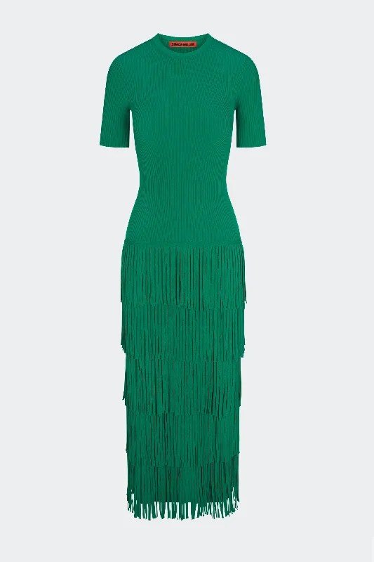 Za Za Knit Fringe Dress in Jade Tunic Top Casual