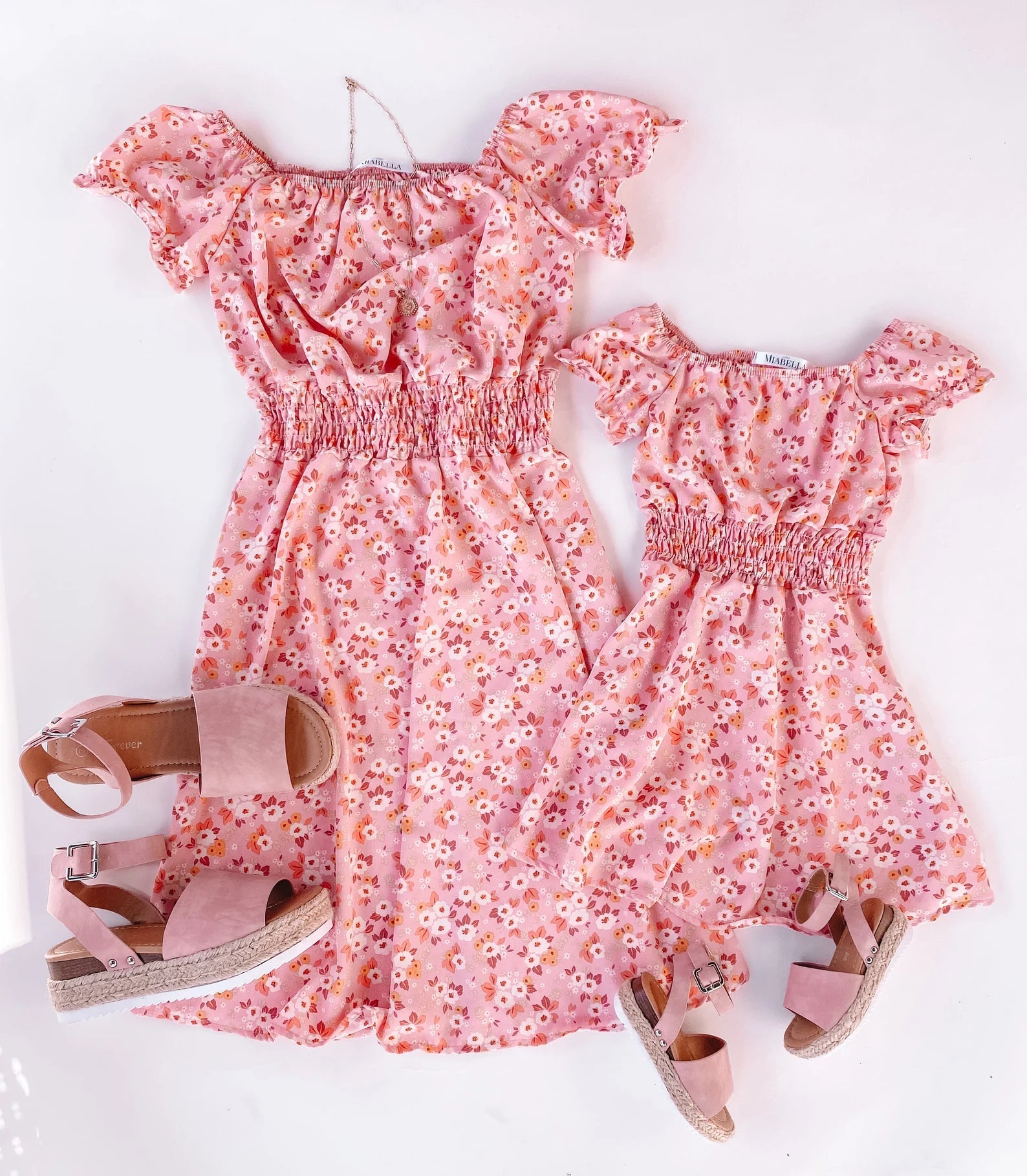 Pink Rositas Dresses Mommy and Me Matching Outfits Tunics Solid Classic