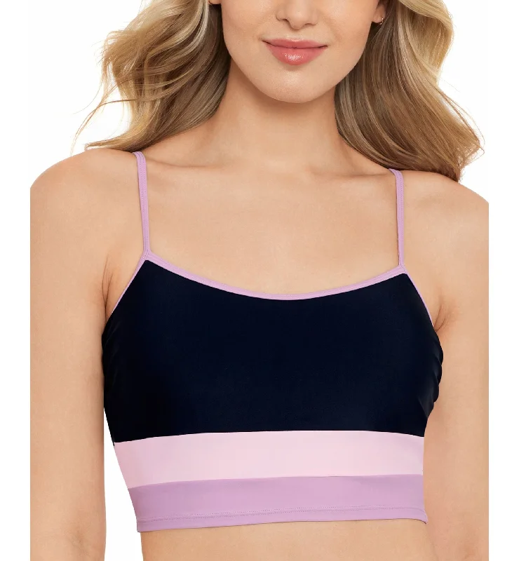 Juniors' Colorblocked Longline Bikini Top Double strap bikini, Chic, Sexy, Comfortable