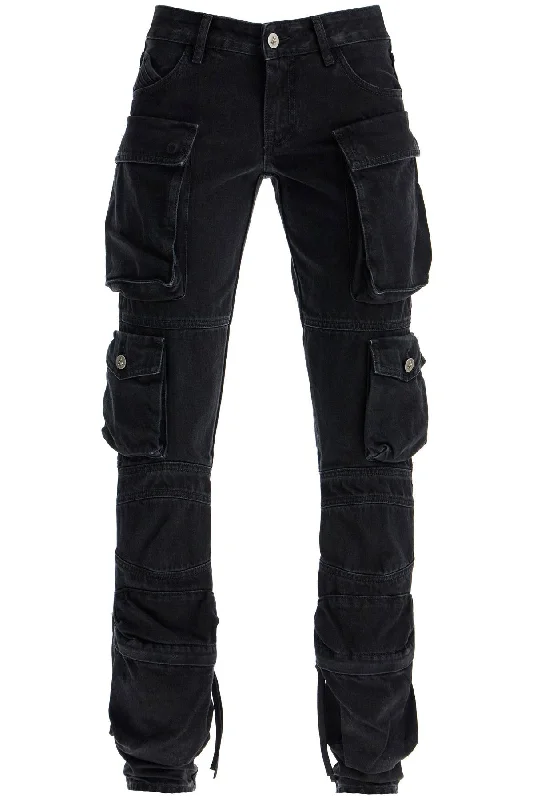 Essie Flared Cargo Pants  - Black Comfortable Denim Pants