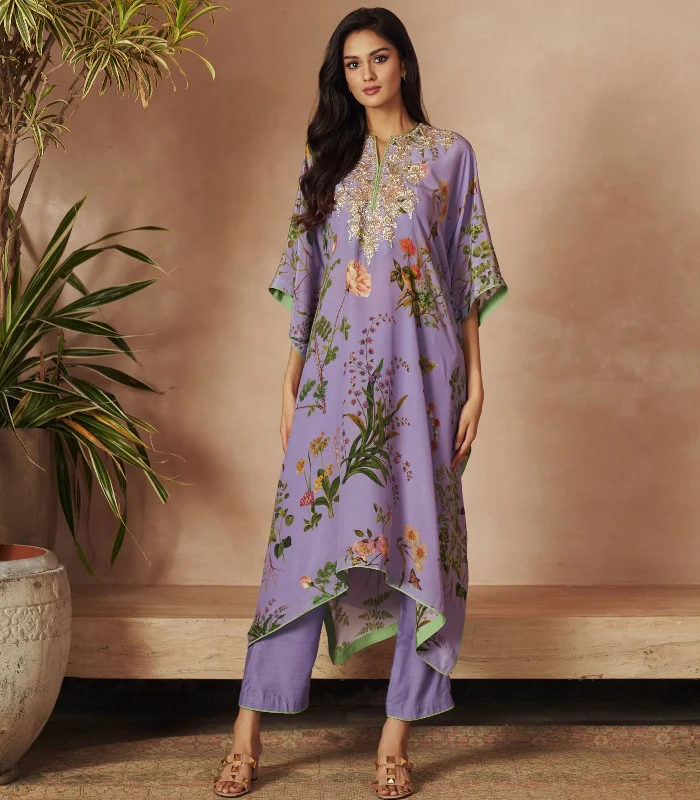 LAVENDER  PRINTED KAFTAN PAIRED WITH PANTS Casual Sweatpants Style