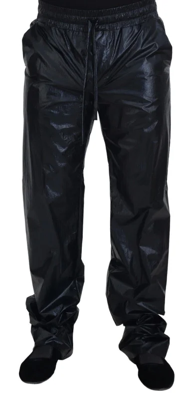 Elegant Black Designer Pants High-Waist Trousers