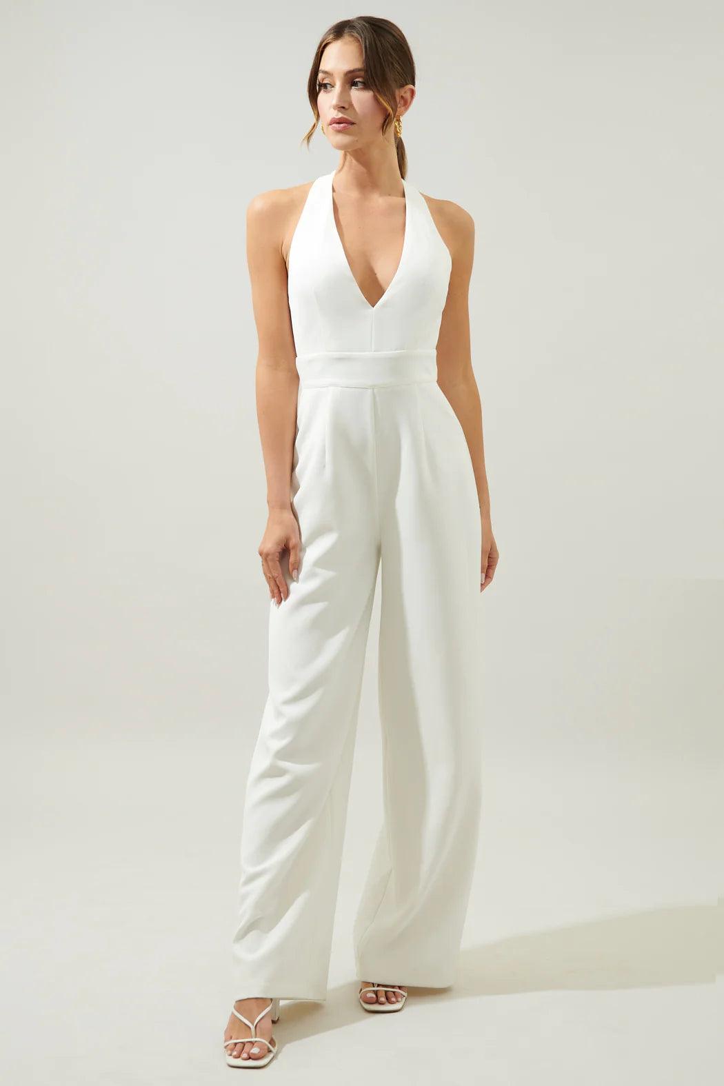 Chelsea Halter Jumpsuit Off-shoulder wide leg jumpsuit, Trendy, Comfortable, Stylish