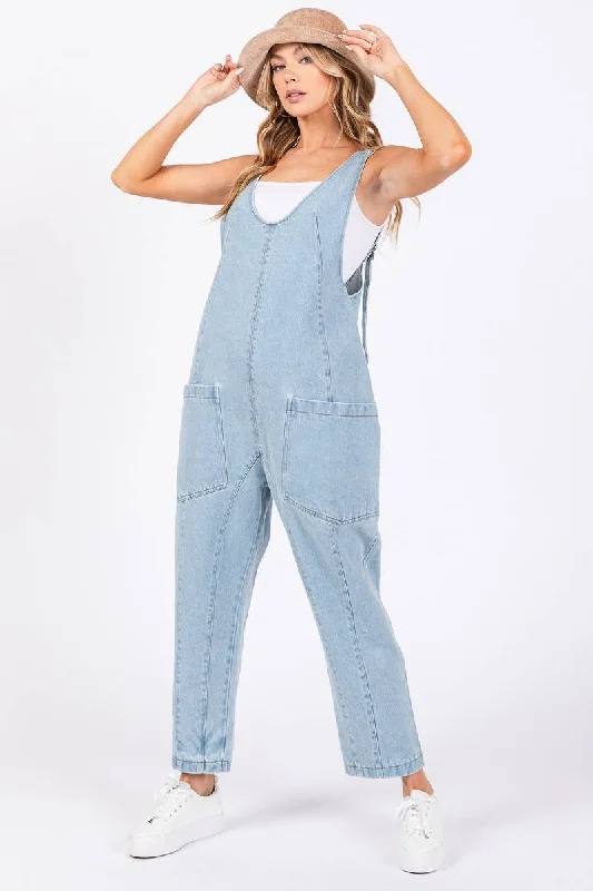 Washed Denim Overall Jumpsuit Boho style jumpsuit, Comfortable, Relaxed fit, Trendy