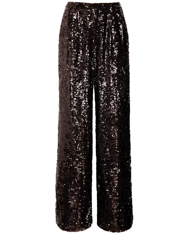 Cacao Sequin Pleated Pant Cozy Maternity Pants