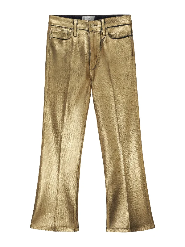 Le Crop Mini Boot Pants | Gold Chrome Lightweight Jogger Pants