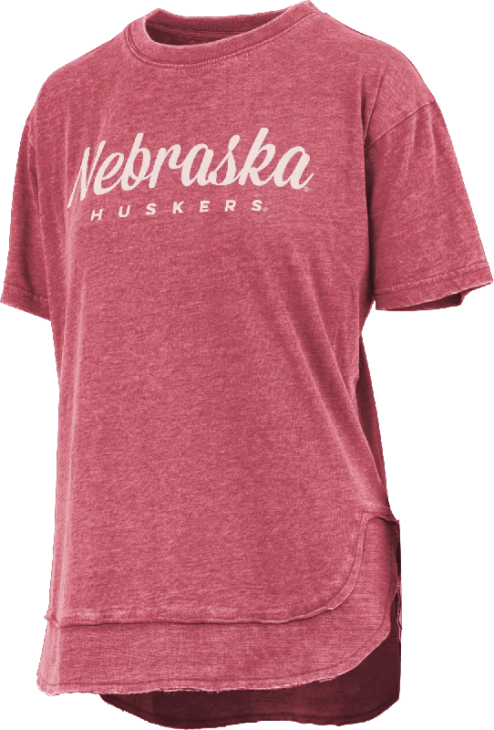 Women's Nebraska Huskers Aleena T-Shirt-- V-Neck T-Shirt Long Sleeve Cotton