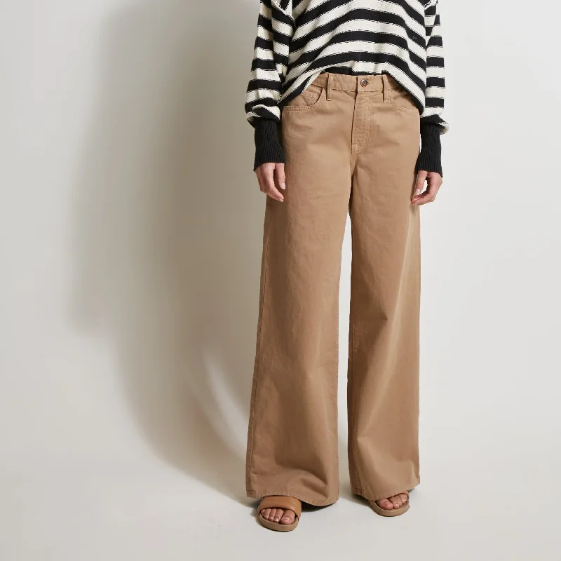 Selena Wide Leg Pants | Safari Brown Stylish Elastic Waist Pants