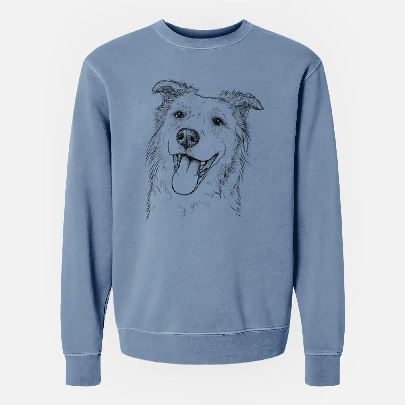 Bare Macaroni the Border Collie - Unisex Pigment Dyed Crew Sweatshirt Hoodie with Hem Ribbing Snug Secure