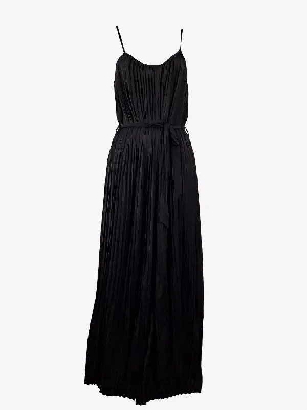 Seed Satin Pleated Summer Evening Midi Jumpsuit Size 6 Deep V jumpsuit, Sexy, Elegant, Fashionable