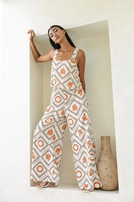 Savita Beige Rust Tropical Jumpsuit Solid jumpsuit, Minimalist style, Sleek, Fashionable