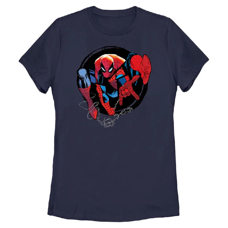 Women's Marvel Spider-Man Beyond Amazing SPIDEY CIRCLE FORWARD T-Shirt-- Solid Print Embellished