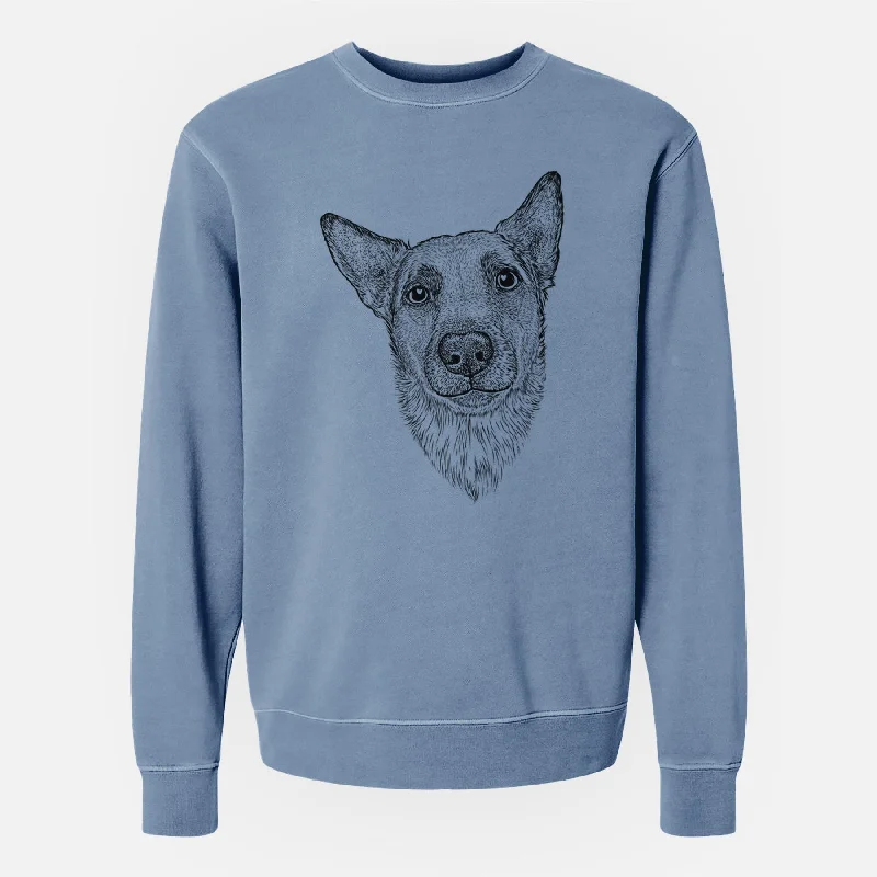 Bare Luna the Shepherd Mix - Unisex Pigment Dyed Crew Sweatshirt Zip Hoodie Drawstring Kangaroo Pocket