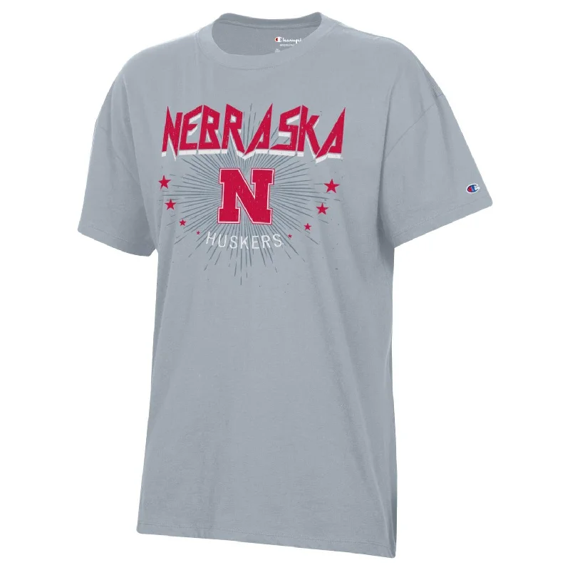 Women's Nebraska Huskers Champion Core Oversized T-Shirt-- Fashionable Trendy Casual