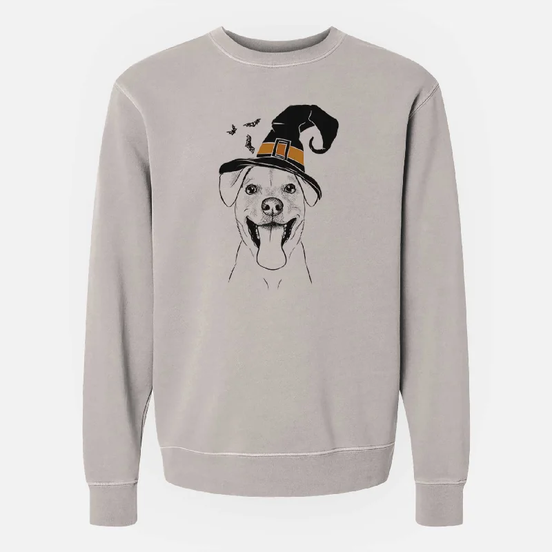 Witch Lily Estelle the Mixed Breed - Unisex Pigment Dyed Crew Sweatshirt Hoodie with Strings Custom Fit Adjustable