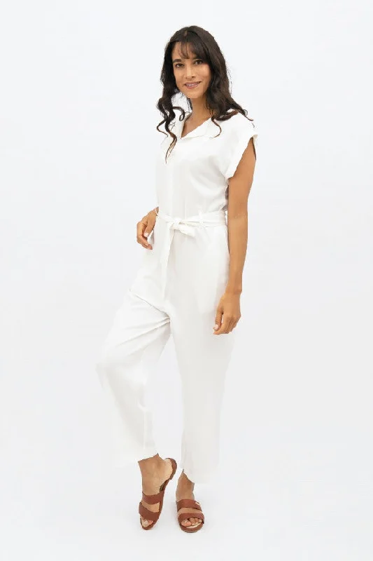 Dakar TENCEL™ Straight Leg Jumpsuit in Porcelain V-neck jumpsuit, Sexy neckline, Stylish, Comfortable