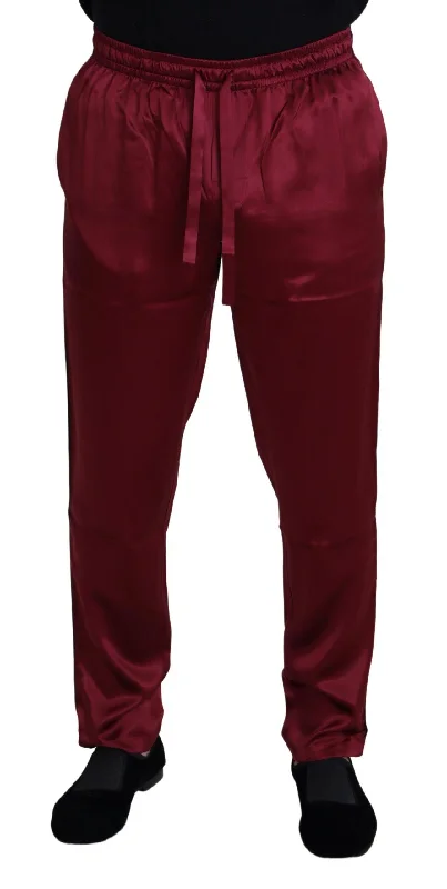 Silk Lounge Pants In Bordeaux Soft Cotton Pants