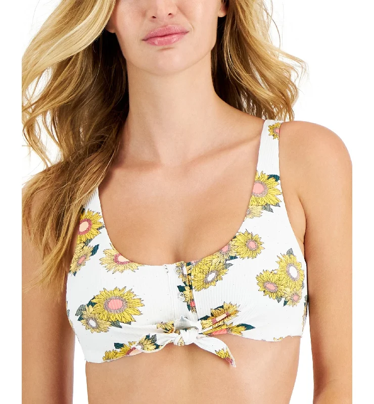 Juniors' Floral-Print Kate Scoop Bikini Top Sports bikini, Activewear, Comfortable, Trendy