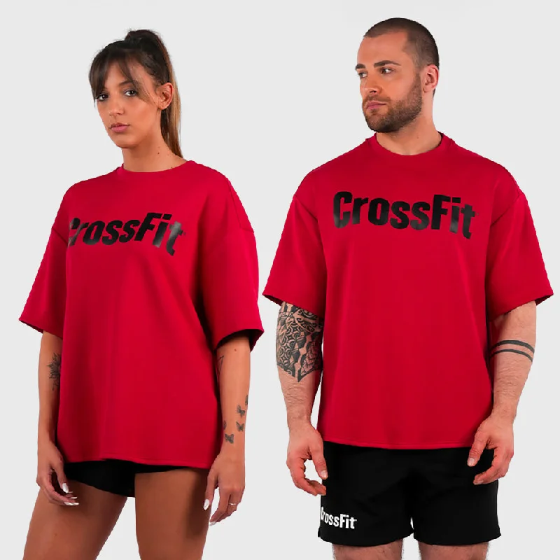 Northern Spirit - CROSSFIT® SMURF UNISEX OVERSIZED T-SHIRT - CARMINE-- Chenille Blend Fleece Blend Nylon Blend