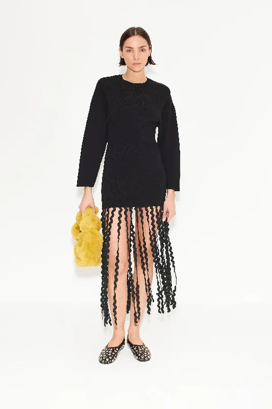 Wallis Knit Fringe Dress in Black Tunics Review highly