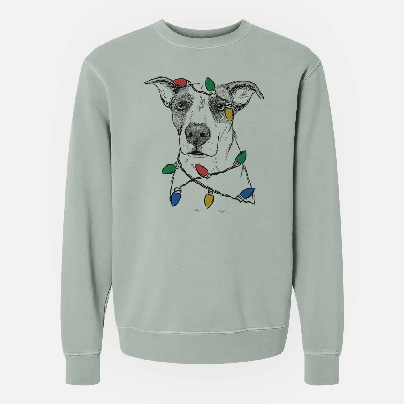 Christmas Lights Lily the Mixed Breed - Unisex Pigment Dyed Crew Sweatshirt Hoodie with Zipper Versatile Modern