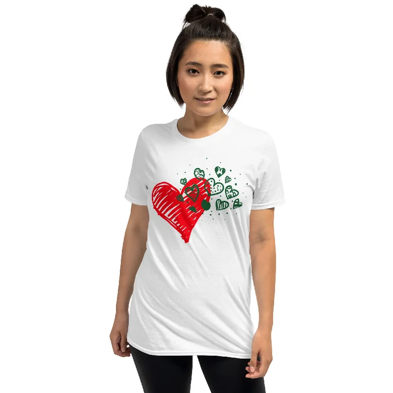 Sweetheart Hearts Unisex Basic Short-Sleeve Softstyle T-Shirt-- Knit Fabric Woven Fabric Fleece Fabric