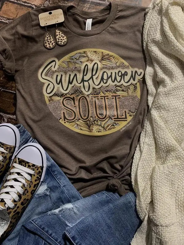 Sunflower Soul Shirt-- Satin Fabric Silk Fabric Chiffon Fabric