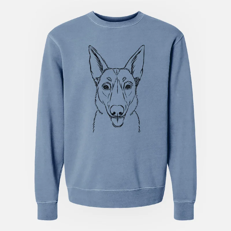 Bare Lyric the Belgian Malinois - Unisex Pigment Dyed Crew Sweatshirt Hoodie with Hem Applique Textured Unique