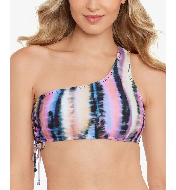 Juniors' Tie-Dyed One-Shoulder Bikini Top Bikini with halter neck, Sexy, Comfortable, Beachwear