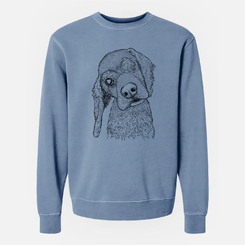 Bare Mambo #5 the Cocker Spaniel - Unisex Pigment Dyed Crew Sweatshirt Hoodie with Stripes Bold Sporty