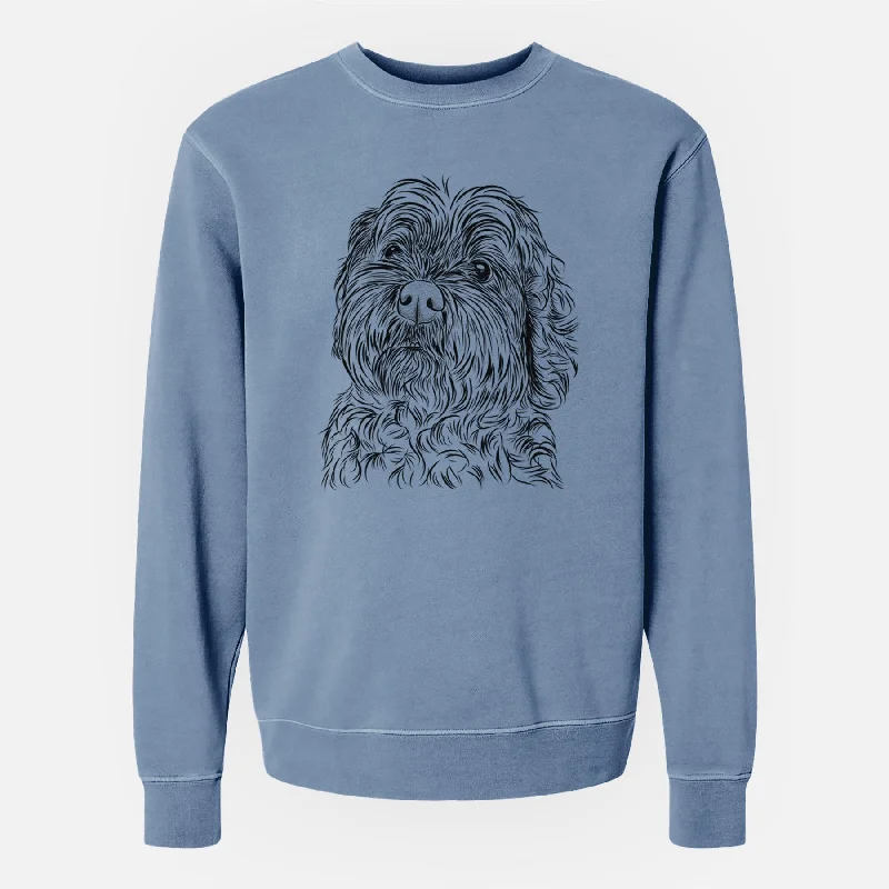 Bare Maggie Girl the Cockapoo - Unisex Pigment Dyed Crew Sweatshirt Hoodie with Raglan Sleeves Sporty Comfortable