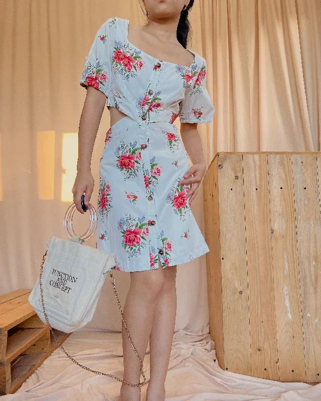 white floral dress with side cut Tunics Office stylish