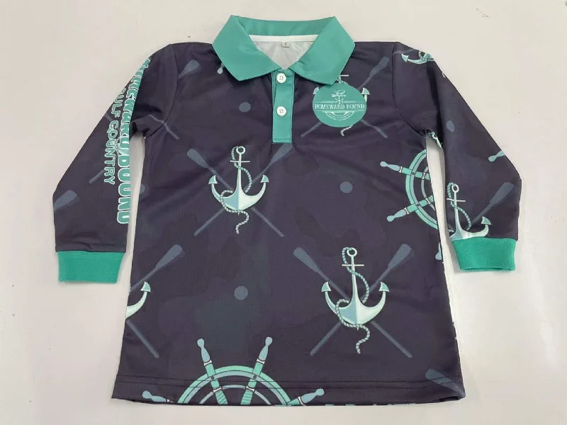 HBGC Fishing Shirt- Anchor-- Zippered Front Buttoned Front Snap Front