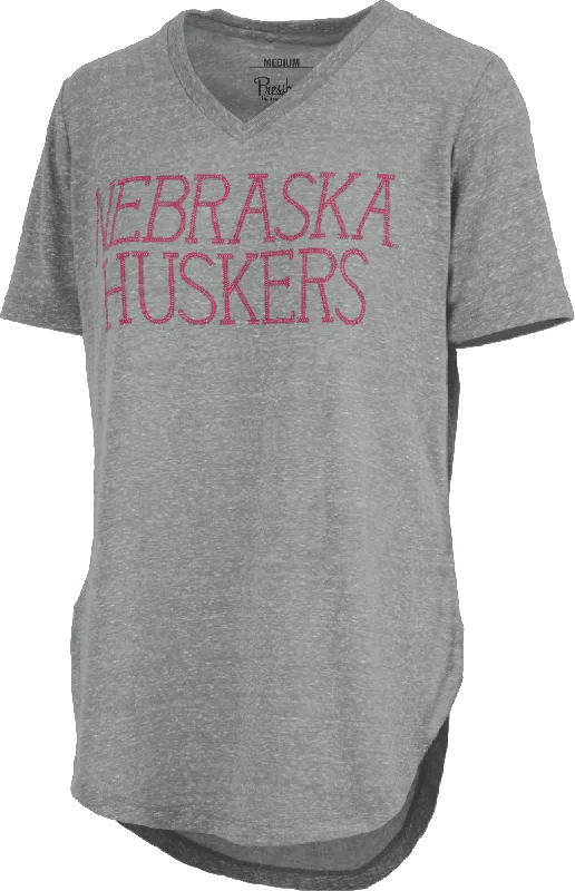 Women's Nebraska Huskers Chain Stitch T-Shirt-- Oversized T-Shirt Spandex breathable