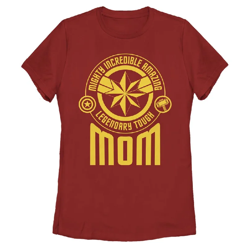 Women's Marvel Seasonal Mom Tonal Badges T-Shirt-- Welt Pockets Slit Pockets Flap Pockets