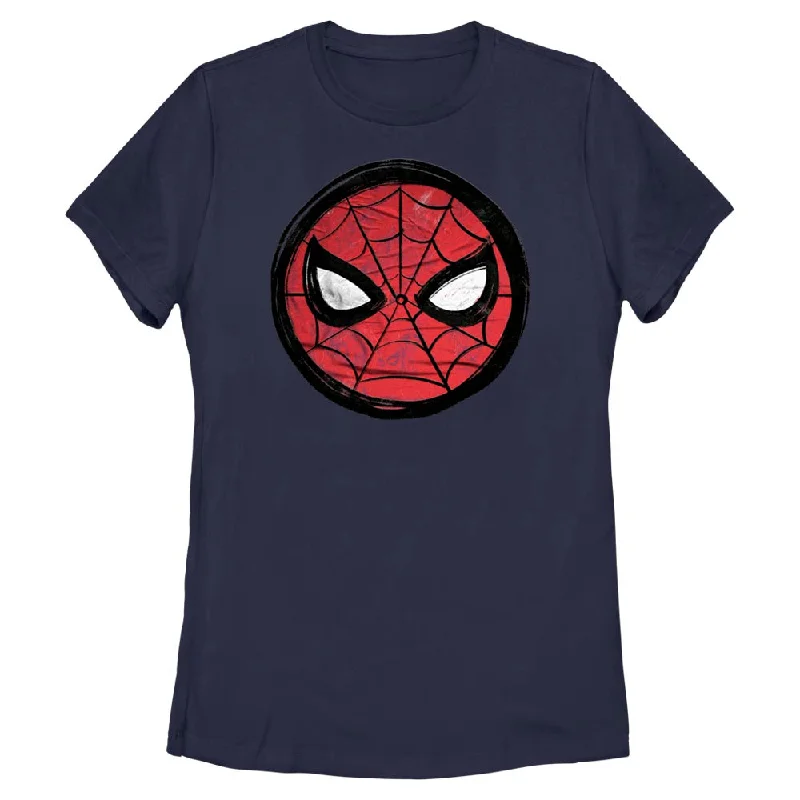 Women's Marvel Spider-Man Beyond Amazing SPIDEY SKETCH CIRCLE T-Shirt-- Terry Blend Velvet Blend Canvas Blend