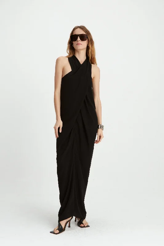 HUEMUL WILTIA LONG DRESS - BLACK Tunics Sophisticated sleek