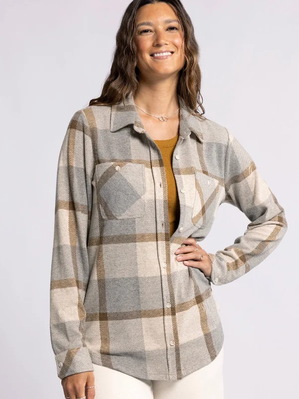 Lewis Shirt - Grey/Brown Plaid-- Oversized T-Shirt Spandex breathable