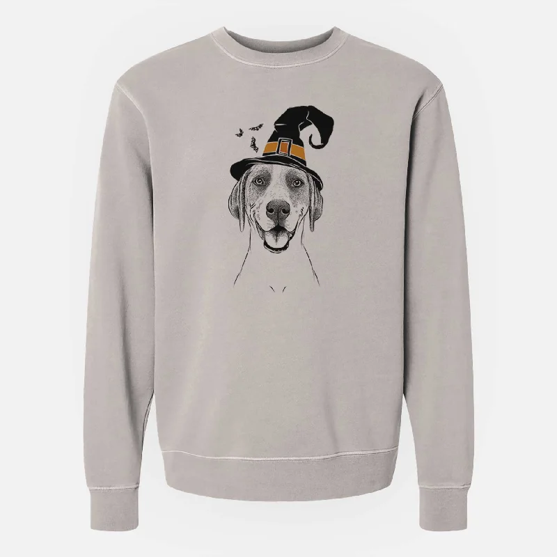 Witch Maggie the Treeing Walker Coonhound - Unisex Pigment Dyed Crew Sweatshirt Hoodie with Metallic Shiny Futuristic