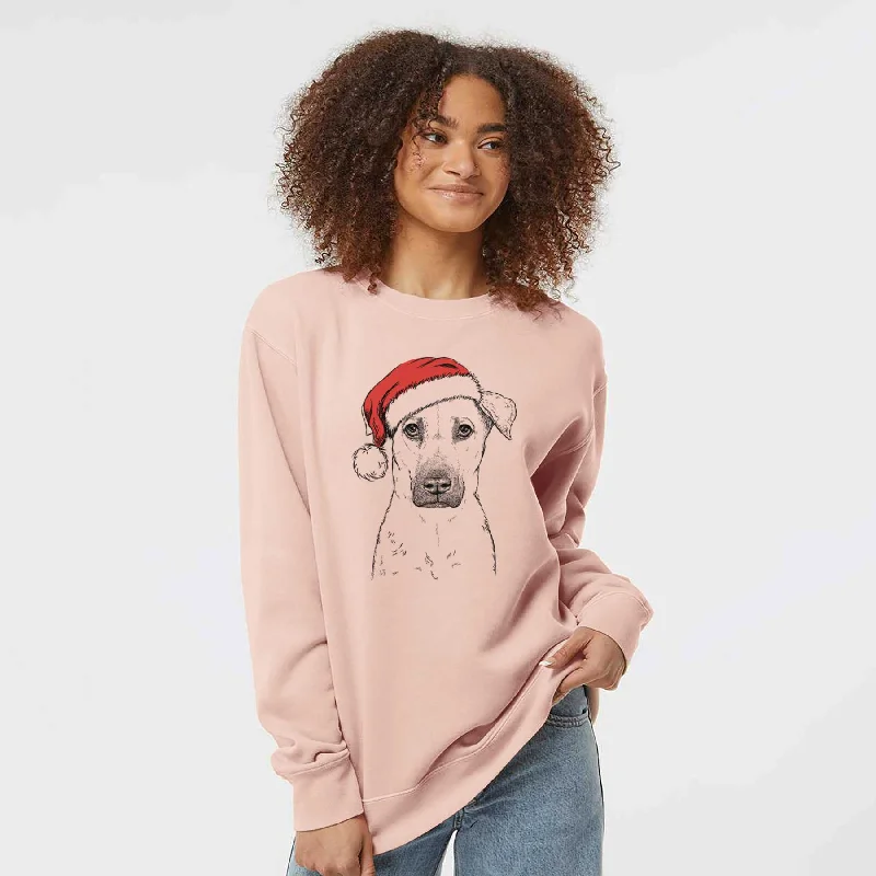 Santa Luna the Black Mouth Cur - Unisex Pigment Dyed Crew Sweatshirt Hoodie with Print Artistic Unique