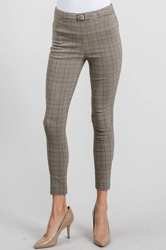 Glen Plaid Buckle Pant Soft Wool Pants