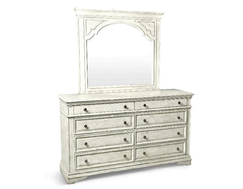 Highland Park Cathedral White Dresser with Mirror by Steve Silver Tunics Gym athletic