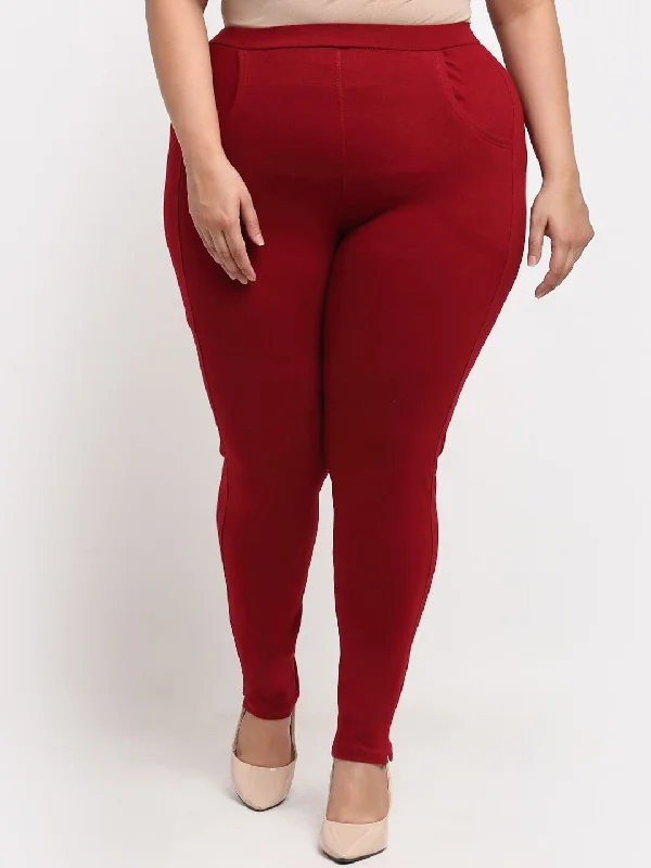 TAG 7 Women Plus Size Ankle Length Cotton Leggings Classic Solid Color Leggings