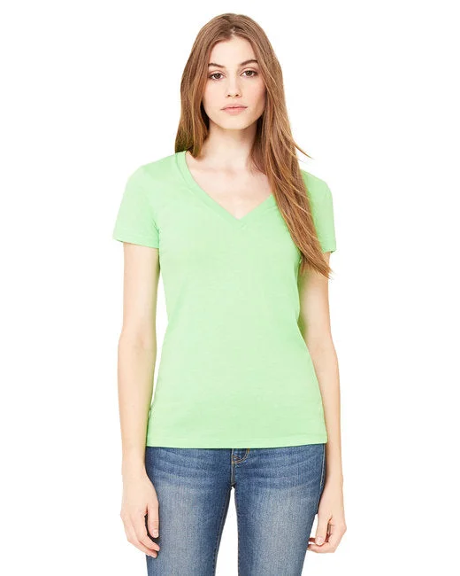 BELLA + CANVAS - Women’s Jersey Deep V-Neck Tee - 6035 Neon Green Short Sleeve Jersey Top