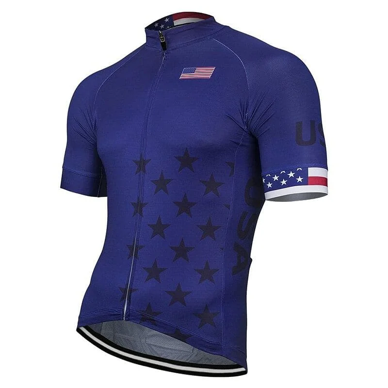 USA Cycling Jersey (Blue) Geometric Jersey Top