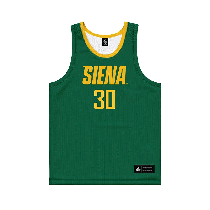 Siena - NCAA Women's Basketball : Allison O'Hanlon - Green Basketball Jersey Gold Jersey Tee