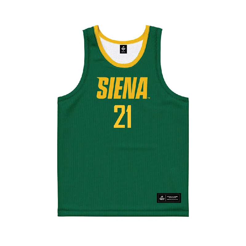 Siena - NCAA Women's Basketball : Anajah Brown - Green Basketball Jersey Olive Green Jersey Tee