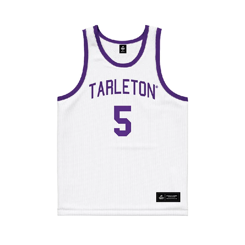 Tarleton State - NCAA Women's Basketball : Arieona Rosborough - White Basketball Jersey Hemp Jersey Tee